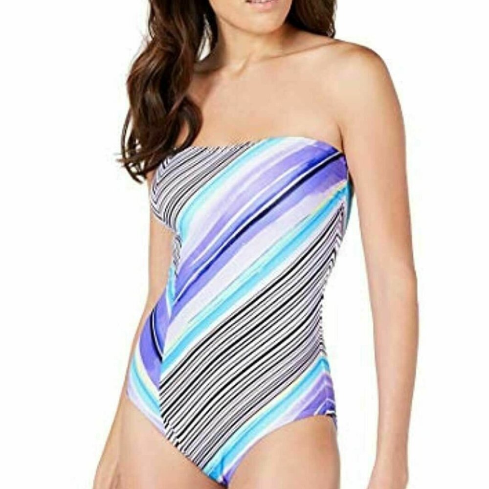 NWT Calvin Klein Women's Bandeau One Piece Swimsuit with Tummy Control 16